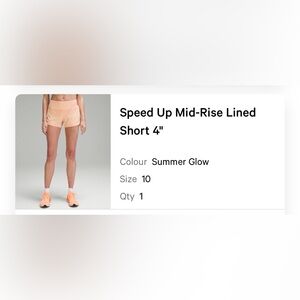 Lululemon Speed up mid rise lined short